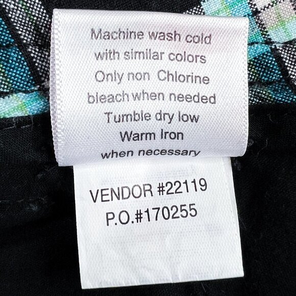 Lilu Bermuda Shorts | Black, Teal & White Plaid | Size 5 | Cotton | Y2K | Women - Picture 13 of 13